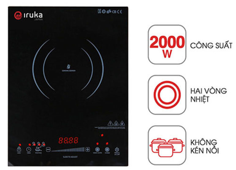 Bếp hồng ngoại IRUKA I-110 có công suất hoạt động mạnh mẽ