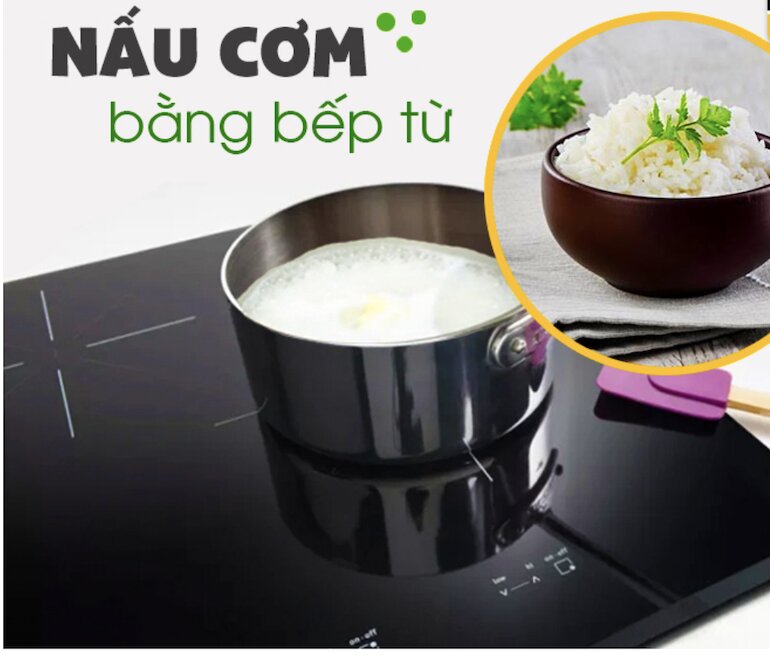 Bật bếp lên đồng thời điều chỉnh nhiệt độ nấu cho phù hợp