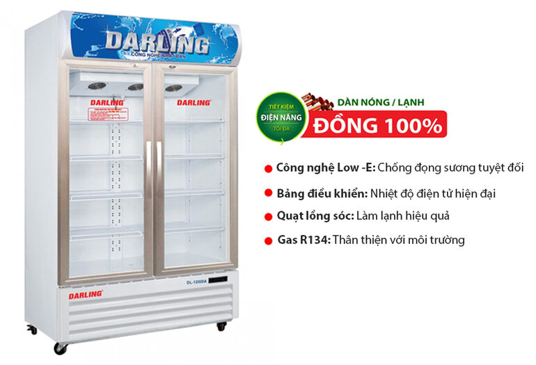 Tủ mát Darling DL-9000A2 có thiết kế nhỏ gọn, màu trắng mang lại cảm giác sạch sẽ