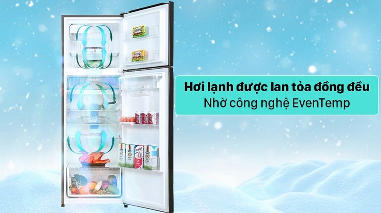Tủ lạnh Electrolux Inverter 341L ETB3740K-H được trang bị công nghệ làm lạnh tức thì EvenTemp tân tiến, hiện đại