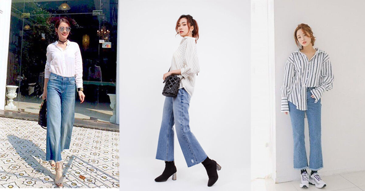 Những kiểu áo kết hợp cực đẹp với quần bò ống rộng Style 2019 bạn không thể bỏ qua