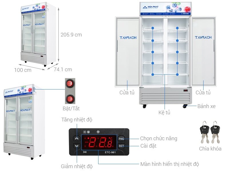 Tủ mát Hòa Phát HSR D6812 ưu tiên hàng đầu của các gia đình, cửa hàng kinh doanh