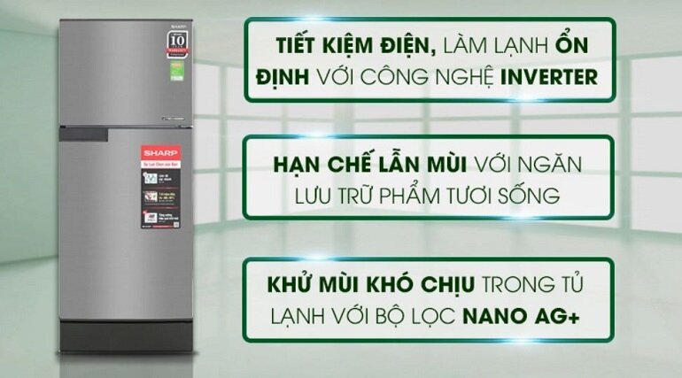 Tủ lạnh Sharp Inverter 2 cánh 165 lít SJ-X176E-SL