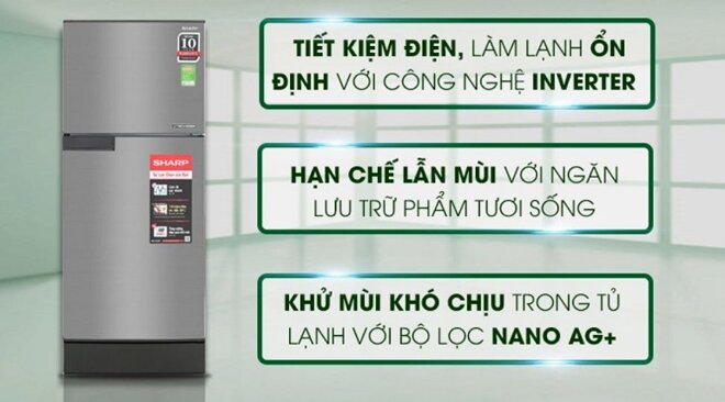 Tủ lạnh Sharp Inverter 2 cánh 165 lít SJ-X176E-SL