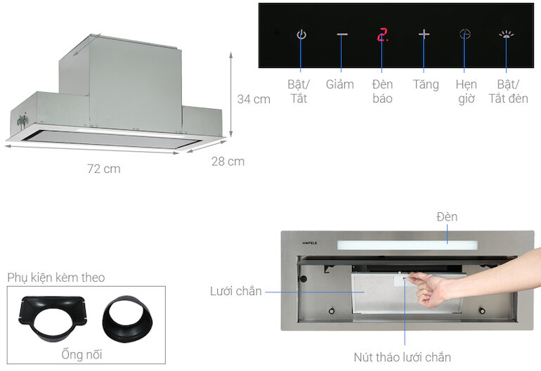 Máy hút mùi âm tủ Hafele 70cm HH-BI72A 533.80.027