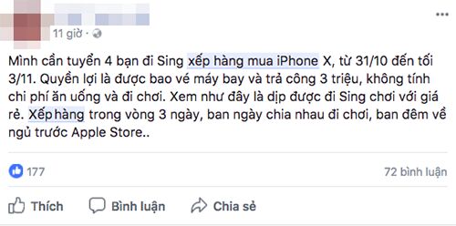 Nở rộ dịch vụ thuê người "xếp hàng mua iPhone X" tại nước ngoài