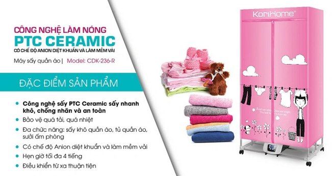 Máy sấy quần áo Korihome CDK-236