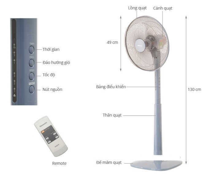 Quạt cây Panasonic F-409KB được nhà sản xuất trang bị chức năng hẹn giờ lên đến 6 tiếng.