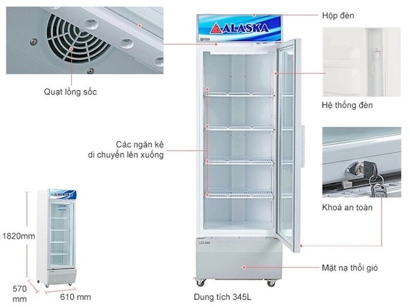 Tủ mát Alaska Inverter 1 cánh 342 lít LCI-345 tiện ích vượt trội cho người dùng