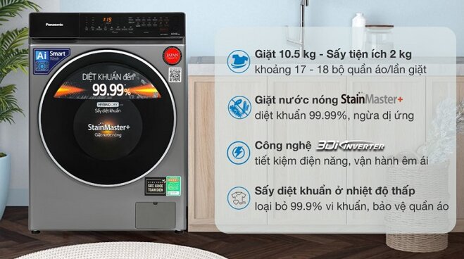 Top 3 máy giặt sấy Panasonic Inverter 10.5 kg 