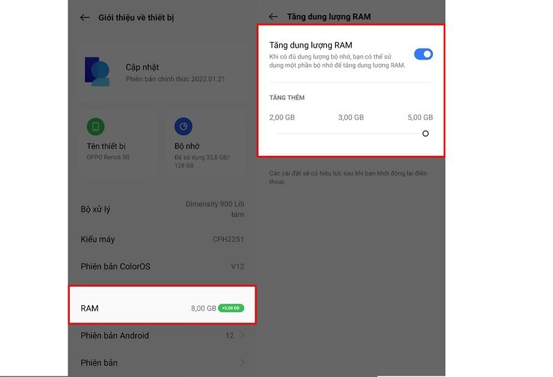 Cách tăng dung lượng RAM điện thoại OPPO