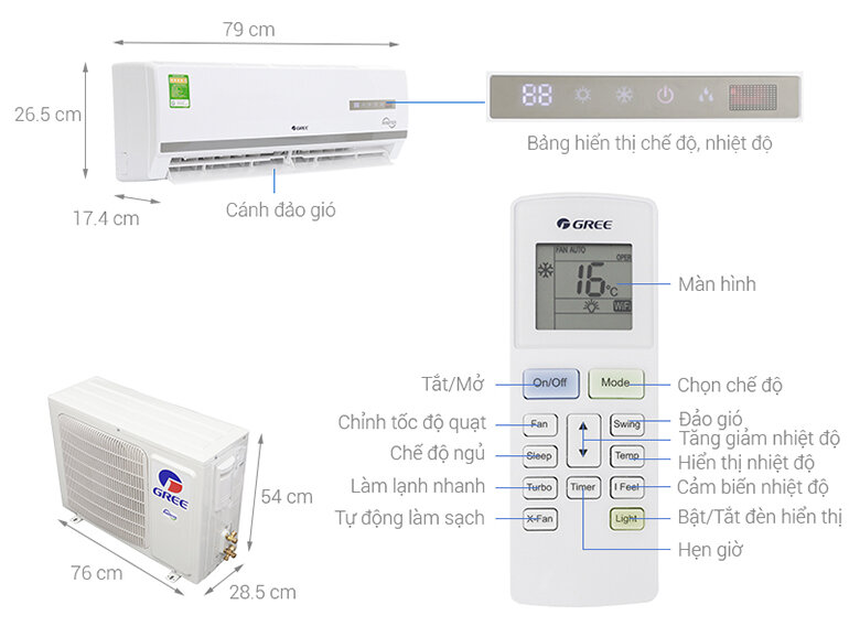 chuyển độ F sang độ C điều hòa Gree