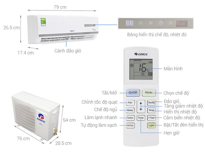 chuyển độ F sang độ C điều hòa Gree