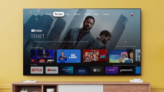 Giao diện của Google TV trên SMART TIVI 4K SONY KD-75X80J 75 INCH