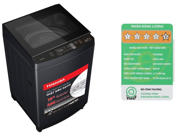 Máy giặt Toshiba 12kg AW-DUK1300KV (MK) siêu tiết kiệm điện, giá chỉ 5,5 triệu đồng
