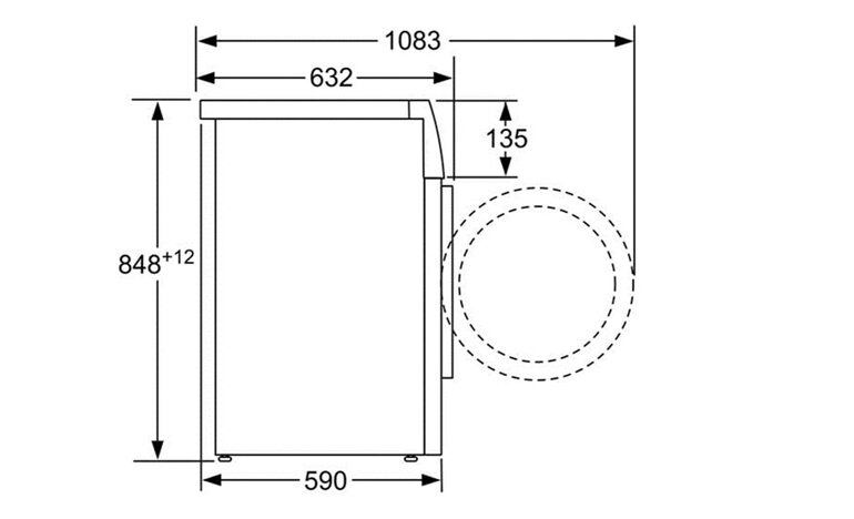 Kích thước máy giặt Bosch WAW28440SG
