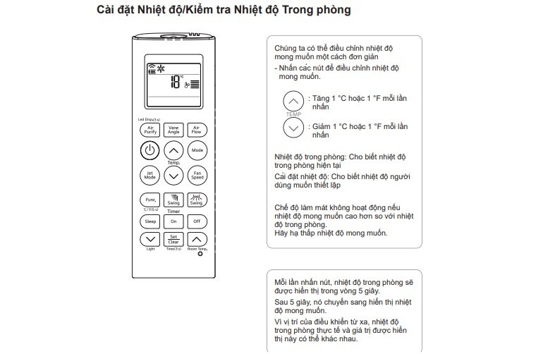 Cách cài đặt nhiệt độ phù hợp trên điều hòa LG ZTNQ36GNLA0