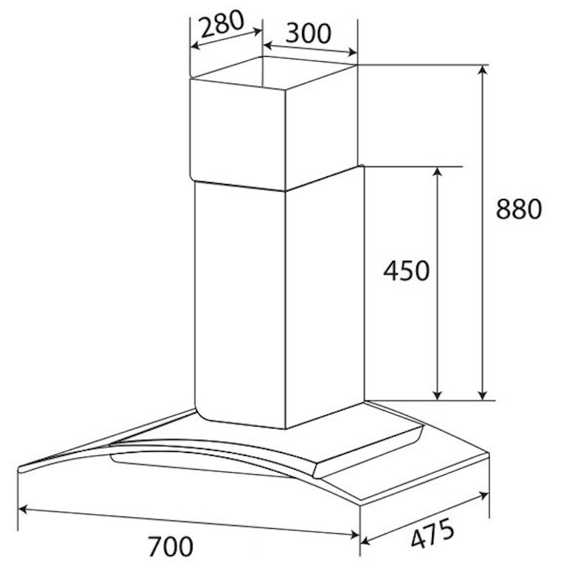 Kích thước lắp đặt của máy hút mùi Kaff KF-GB785N
