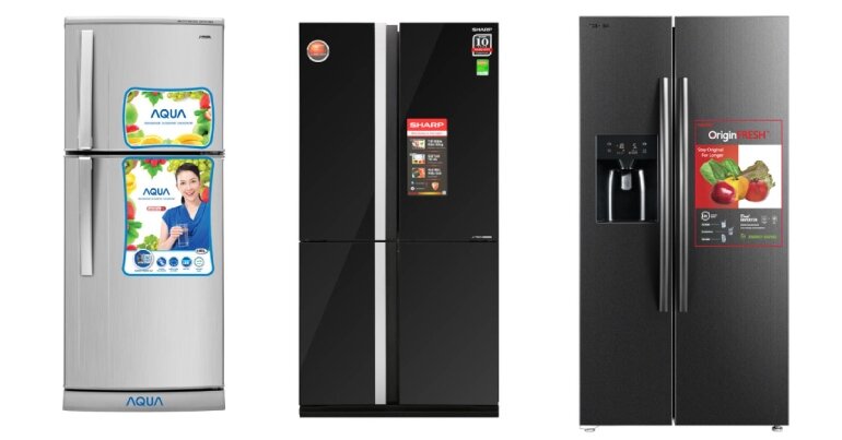 3 thương hiệu tủ lạnh Aqua, Sharp và Toshiba