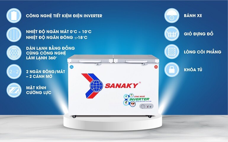 tủ đông Sanaky 2 ngăn inverter VH-4099W4K