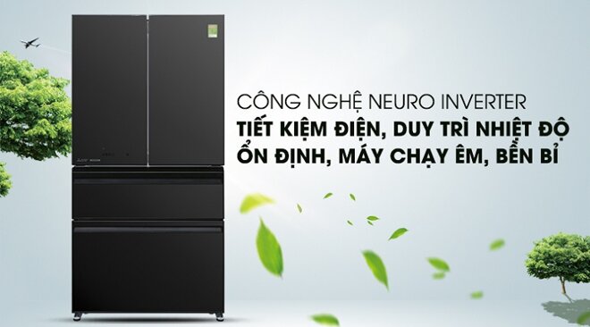 Tủ lạnh 4 cánh Mitsubishi Electric MR-LX68EM-GBK-V tiết kiệm điện năng hiệu quả