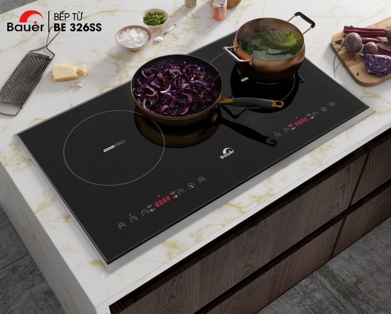 Bếp từ Bauer BE-326SS có thiết kế lắp âm gọn gàng, tiết kiệm diện tích