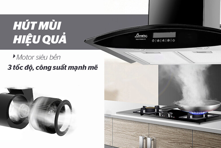 Hút mùi Sunhouse Apex APB6680-70C sở hữu thiết kế cong khá độc đáo