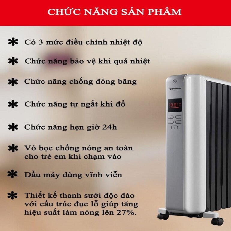 Máy sưởi dầu Tiross TS9218 12 thanh
