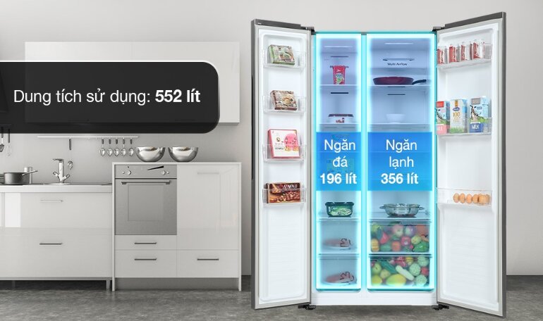 Tủ lạnh Casper RS-570VT có thiết kế bên ngoài sang trọng còn bên trong thì tiện lợi, rộng rãi chứa thực phẩm