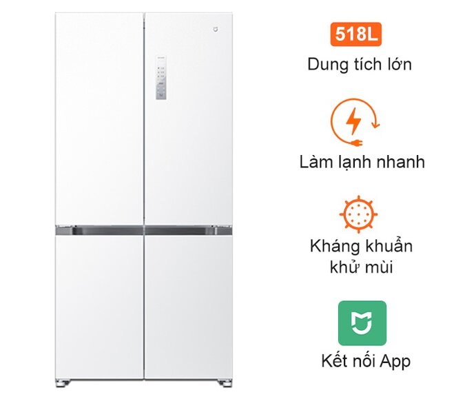 Tủ lạnh 4 cánh Xiaomi Mijia 518L thiết bị cao cấp, công nghệ hiện đại