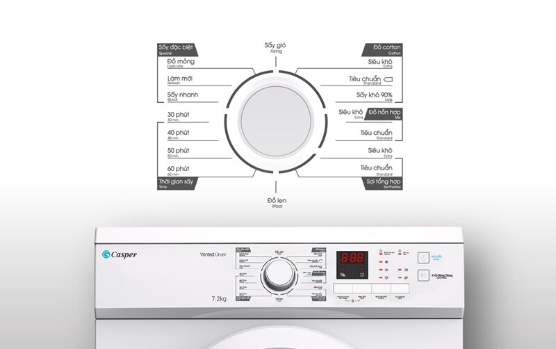 Chỉ 4 triệu đồng, máy sấy quần áo Casper TD-72VWD 