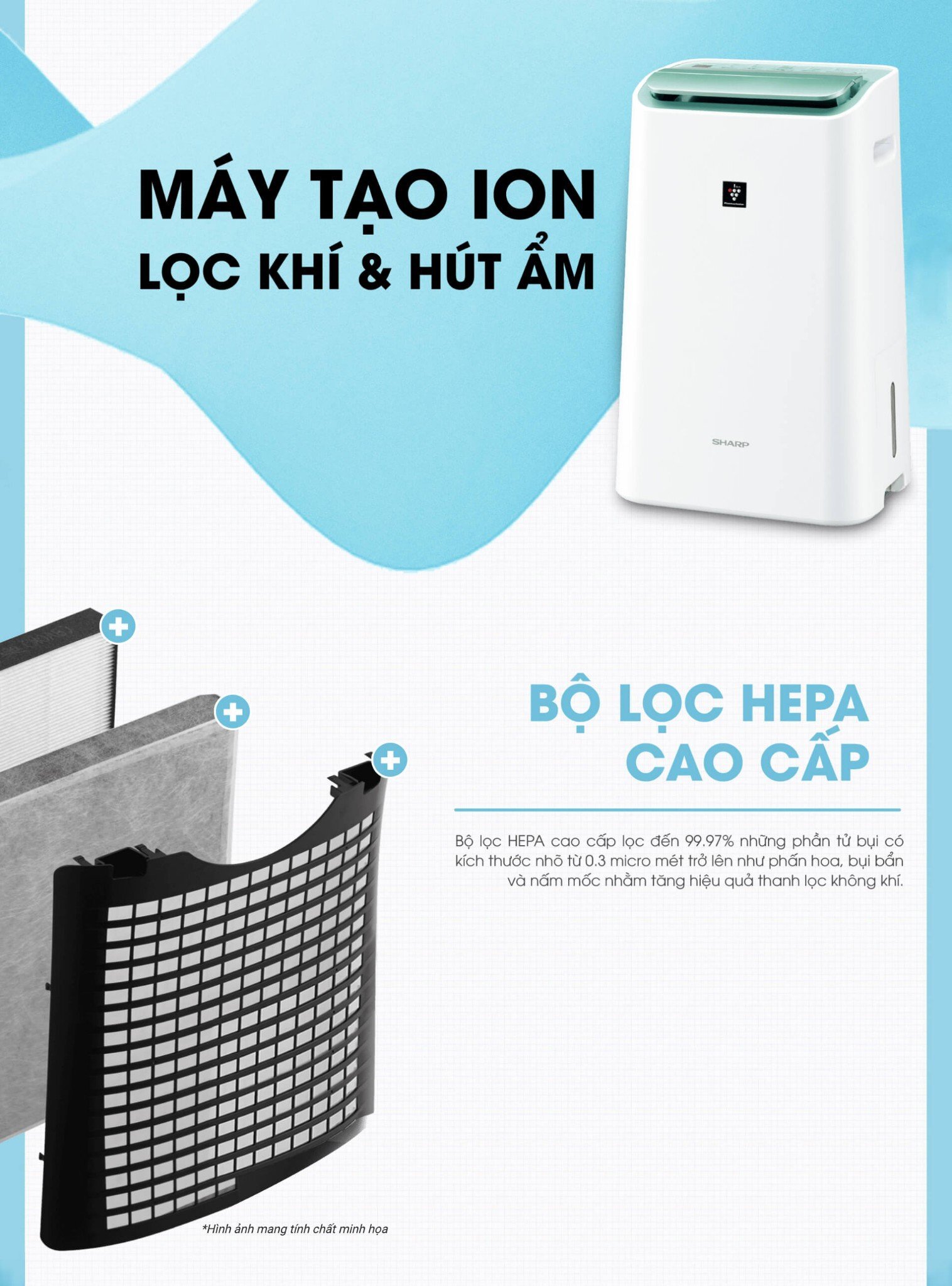 Sharp DW-E16FA-W phù hợp cho những căn phòng diện tích dưới 38 mét vuông 