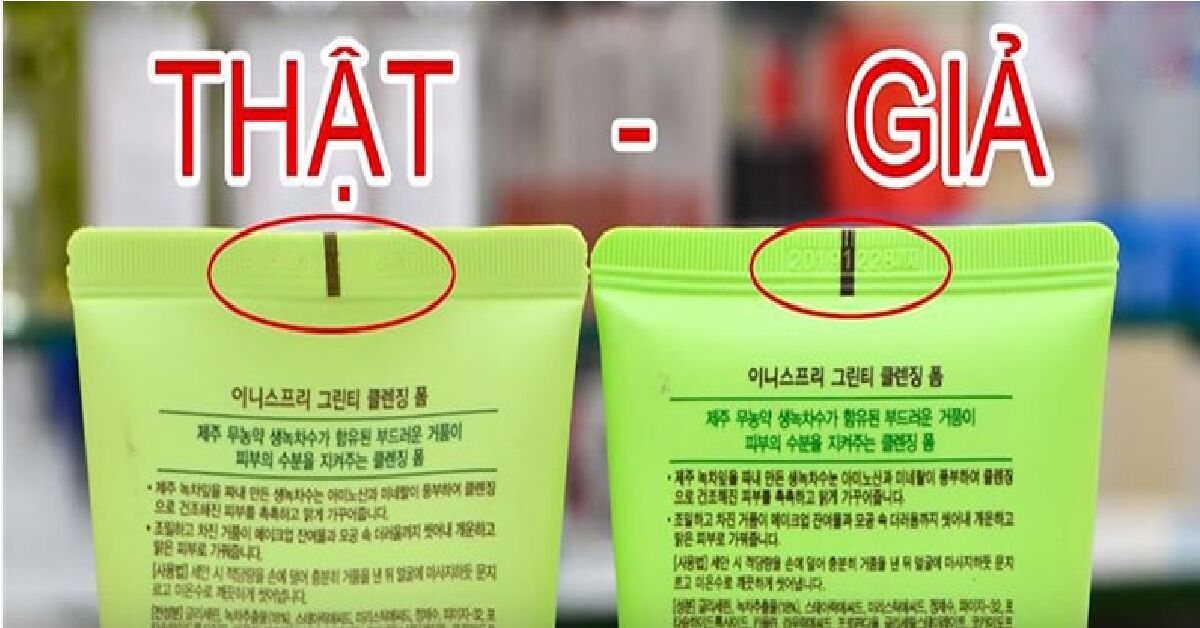 Phân biệt sữa rửa mặt Innisfree trà xanh giả và thật