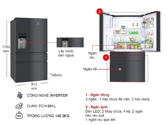 Tủ lạnh Electrolux EHE6879A-B