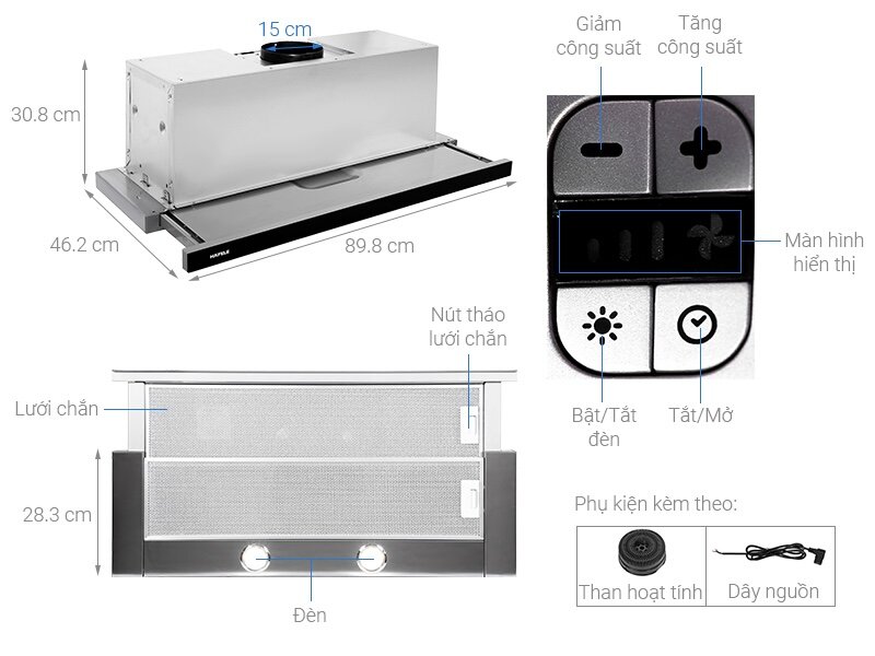 Máy hút mùi âm tủ Hafele HH-TG90E