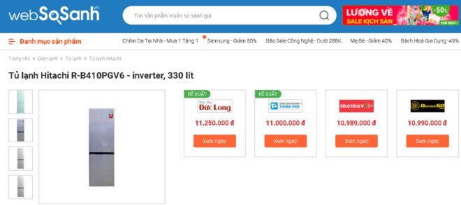 Giá tủ lạnh Hitachi R-B410PGV6(SLS) 330 lít Inverter bao nhiêu tiền?