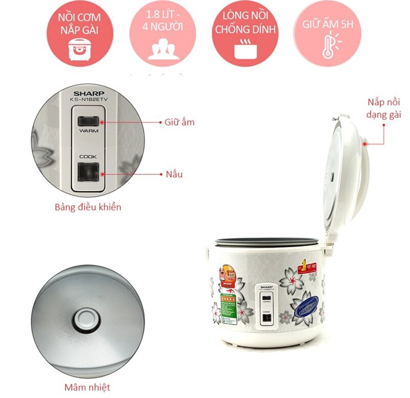 TOP nồi cơm điện Sharp 1.8L nhập khẩu Thái Lan giá chỉ dưới 1 triệu đồng, lại rất bền bỉ
