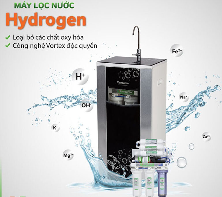 Máy lọc nước Hydrogen Kangaroo KG100HA với 9 lõi lọc nước hiện đại cung cấp nước sạch để người dùng sử dụng.