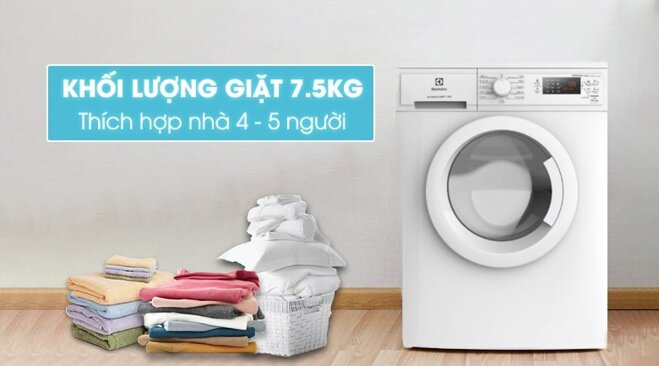 Máy giặt Electrolux EWF7525DGWA phù hợp với gia đình từ 4-5 người