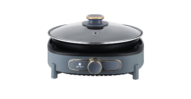Nồi lẩu nướng điện Elmich MEP-3910 còn tích hợp khay nướng chống dính tiện lợi Nồi lẩu nướng Elmich MEP-3910