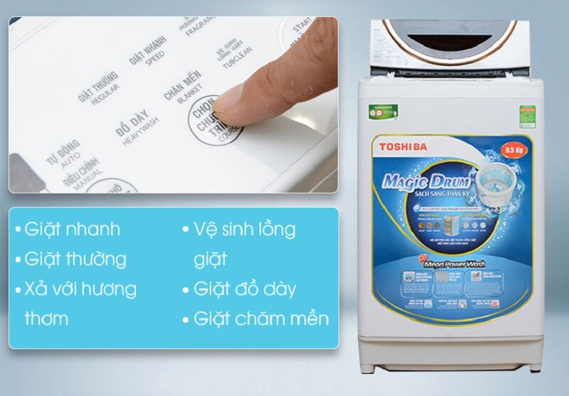 TOP 6 máy giặt Toshiba 9.5 kg chất lượng tốt, giá chỉ hơn 5 triệu đồng