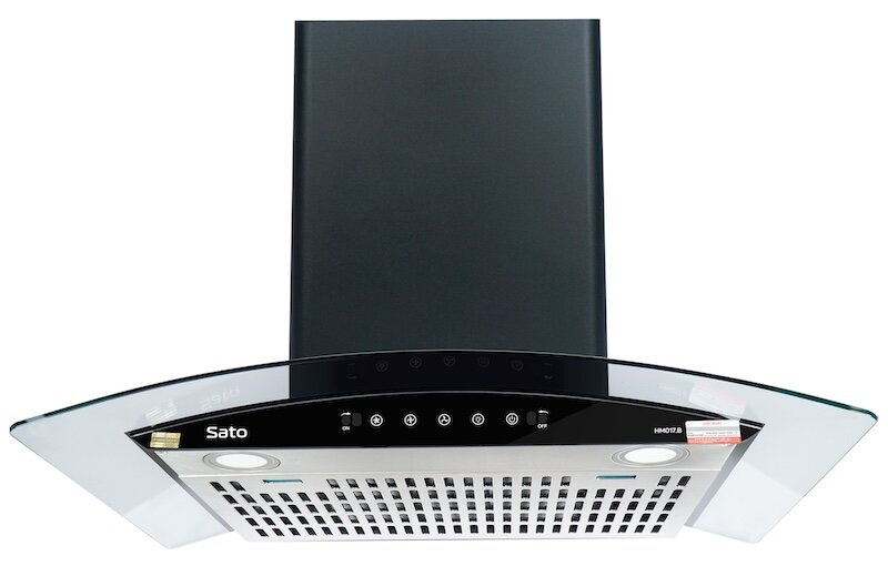 Máy hút mùi Sato HM017.B vẻ đẹp kính cong kết hợp hiệu suất hút mùi ấn tượng