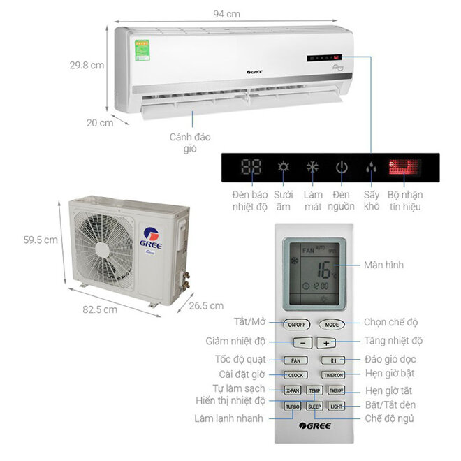 điều hòa Gree 9000BTU 2 chiều Inverter