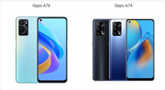 so sánh oppo a76 và oppo a74 5g