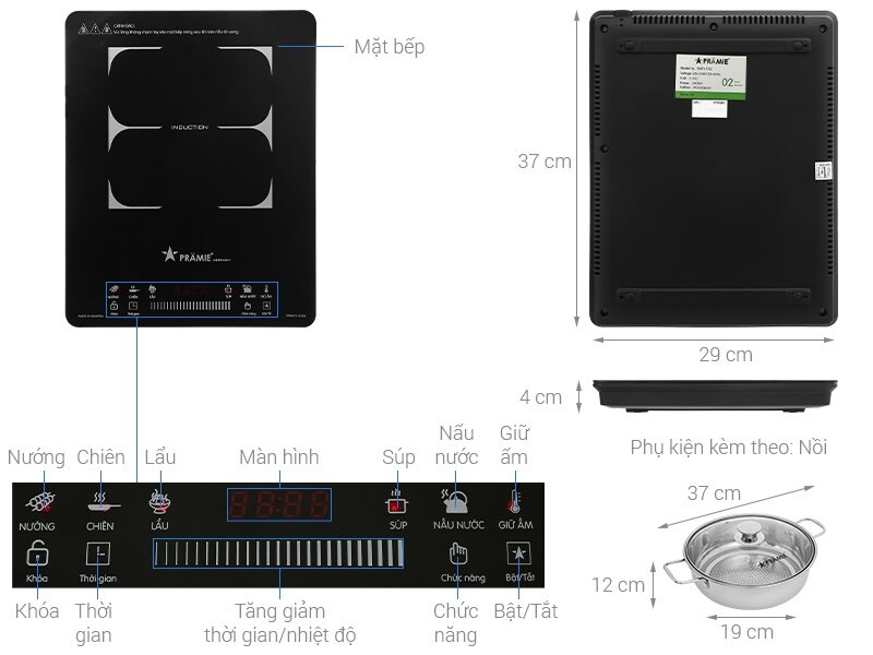 Bếp từ Pramie PRMY-1102 đáng mua nhất trong phân khúc dưới 2 triệu