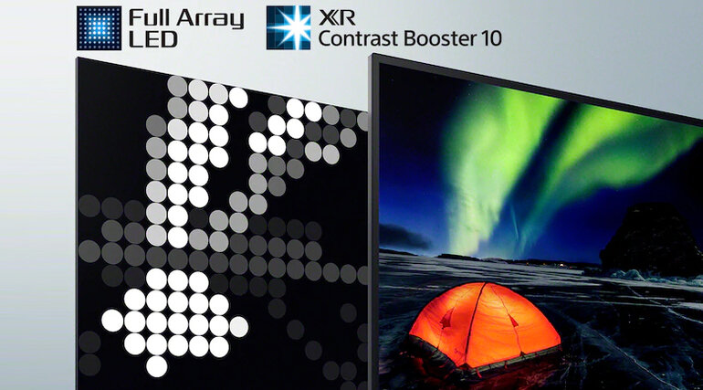 Hình ảnh kết hợp giữa công nghệ Full Array Led và công nghệ XR Contrast Booster x10