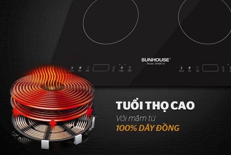 Sunhouse SHB9101 giá chỉ 1,9 triệu đồng, bếp từ đôi công suất cao, bền đẹp cho gia đình
