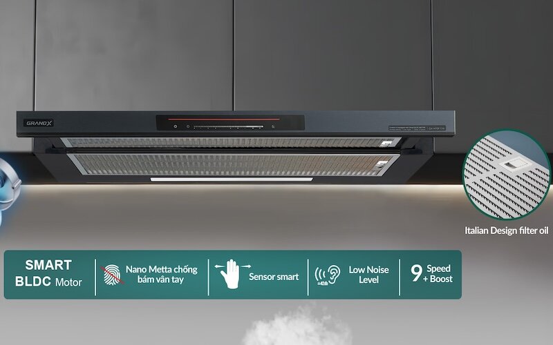 Máy hút mùi GrandX GX-H70F72B/G tiện nghi và hiệu quả trong nấu nướng