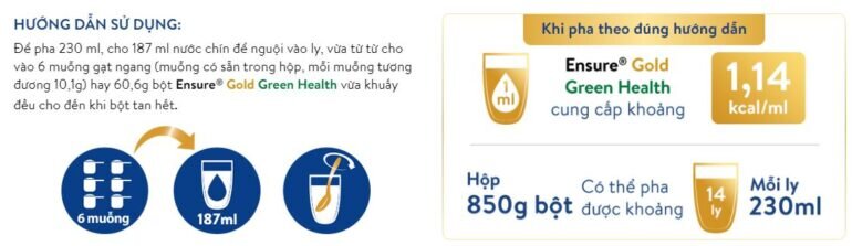 Cách pha sữa Ensure Gold Green Health