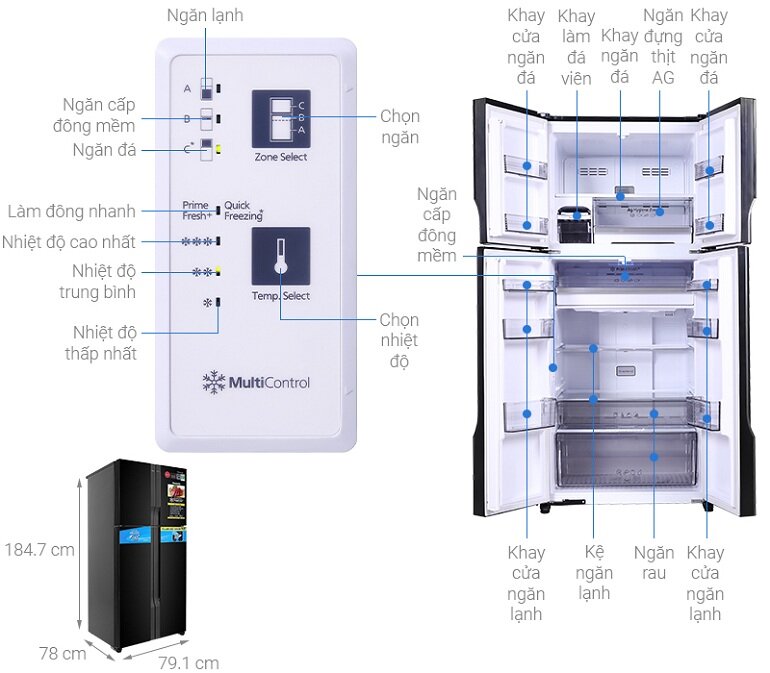 Tủ lạnh Panasonic 4 cánh Inverter 550 lít NR-DZ601VGKV được ưa chuộng